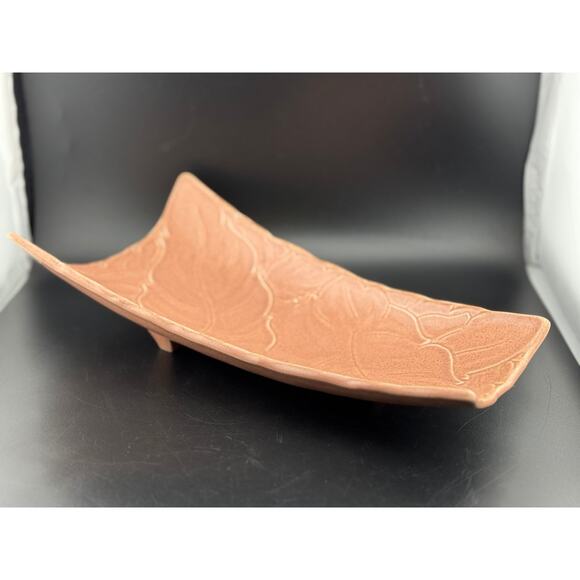 Woodfield Salmon Pink Three Toed Dish by Steubenville - Picture 1 of 6